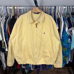 Polo Ralph Lauren Mens XL Yellow Harrington Jacket Cotton Twill Full Zip Pony